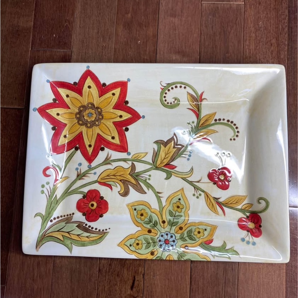 Pier1 Imports CARYNTHUM Earthenware Serving Platter 16 1/4” x 12 1/4” Tray